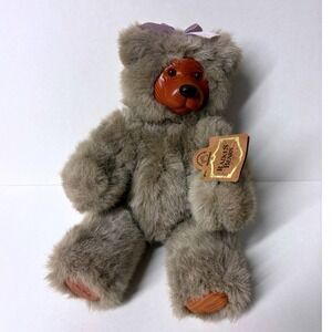 Raikes Bears Applause Playtime Cookie Wood Face Plush Teddy Bear Vintage 12"